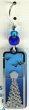 Adajio Earrings- Blue rectangle with silver tone ocean overlay