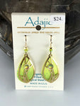 Adajio Earrings-Light green with brass cutout and beads