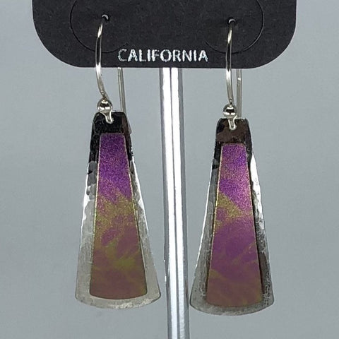 Holly Yashi Earrings - Purple with silver tone border