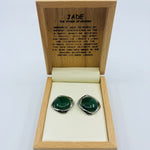 Jade Earrings - Round with metal accent