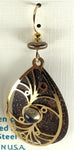 Adajio Earrings-Bronze/Brown teardrop with gold tone overlay
