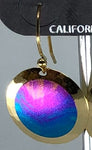 Holly Yashi Earrings - Blue/Purple with gold tone round