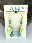 Adajio Earrings-Multi layer folded leaf shapes with brass and beads