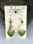 Adajio Earrings-Green with brass cutouts