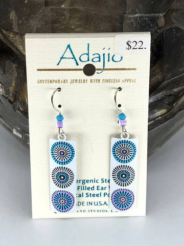 Adajio Earrings-Blue and white flower