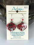 Adajio Earrings-Red with silver tone overlay
