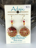 Adajio Earrings-Burnt red round with brass overlay