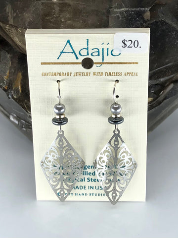 Adajio Earrings-Silver tone rolled cutout