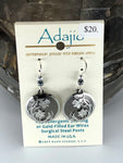 Adajio Earrings-Grey round with silver tone flower overlay
