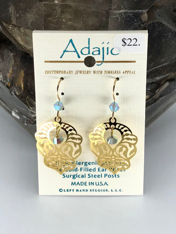 Adajio Earrings-Gold tone cutout with bead accents
