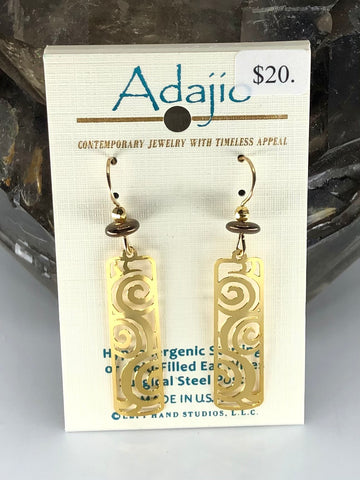 Adajio Earrings-Gold tone cutout with bead accents