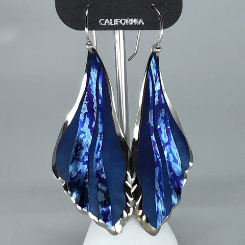 Holly Yashi Earrings - Blue with silver tone freeform