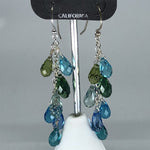Holly Yashi Earrings - Faceted crystal beads on silver chain