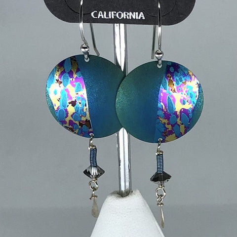 Holly Yashi Earrings - Blue/Green round with bead accents
