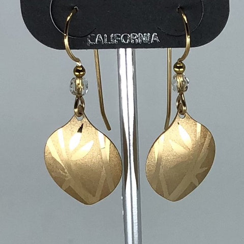 Holly Yashi Earrings - Gold tone round with bamboo design