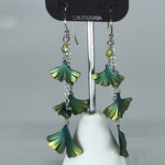 Holly Yashi Earrings - Green flowers on silver chain