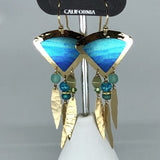 Holly Yashi Earrings - Blue and gold tone with bead accents