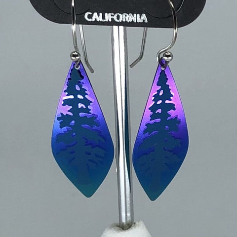 Holly Yashi Earrings - Blue/Purple with tree design