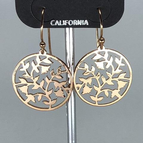 Holly Yashi Earrings - Rose gold rounds with leaf design
