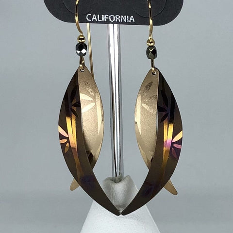 Holly Yashi Earrings - Bronze/Brown dangle with bamboo design