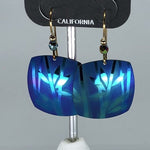 Holly Yashi Earrings - Blue squares with bamboo design