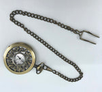 Bronze tone meteorite pocket watch with flower pattern lid