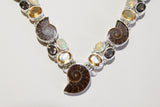Ammonite, Opal, Citrine Necklace